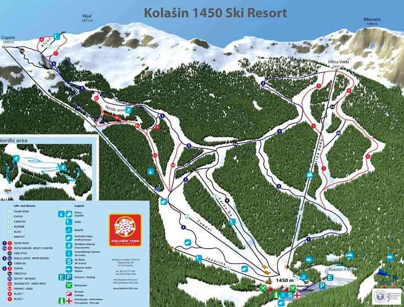 Схемы горнолыжных курортов Черногории