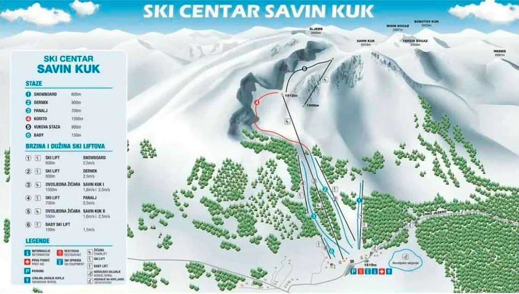 Схемы горнолыжных курортов Черногории