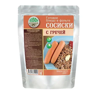 Готовое блюдо Сосиски с гречкой 250 г (Кронидов)