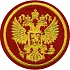 Нашивка на рукав герб РФ круг 65мм красный фон вышивка шелк