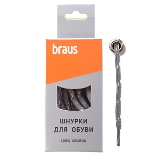 Шнурки трекинговые Braus 3424 120см серо-белые