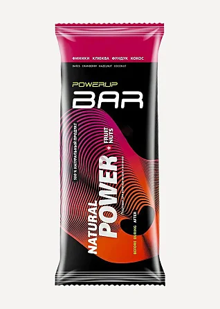 Батончик энергетический PowerUp Bar Fruit+Nuts Финики, клюква, фундук, кокос 50 г