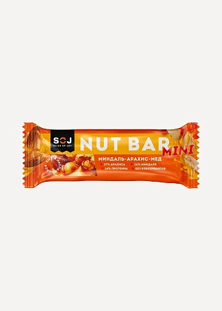 Батончик ореховый Soj Nut Bar mini Миндаль-арахис-мед 30г