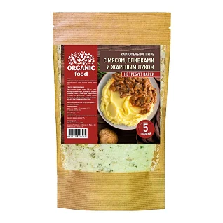 Картофельное пюре с мясом. жареным луком и сливками 130 г Organic Food