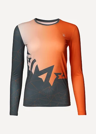 Футболка женская Сплав беговая Logo L/S оранжевая/серая
