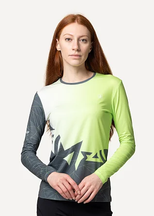 Футболка женская Сплав беговая Logo L/S зеленая/серая