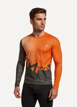 Футболка Сплав беговая Logo L/S оранжевая/серая