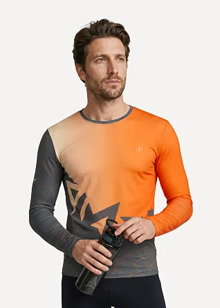 Футболка Сплав беговая Logo L/S оранжевая/серая
