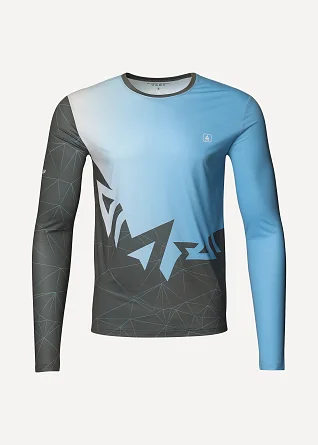 Футболка Сплав беговая Logo L/S синяя/серая