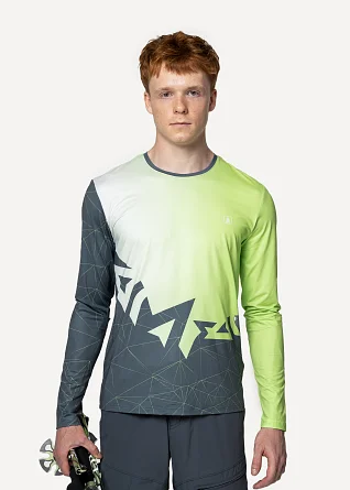 Футболка Сплав беговая Logo L/S зеленая/серая