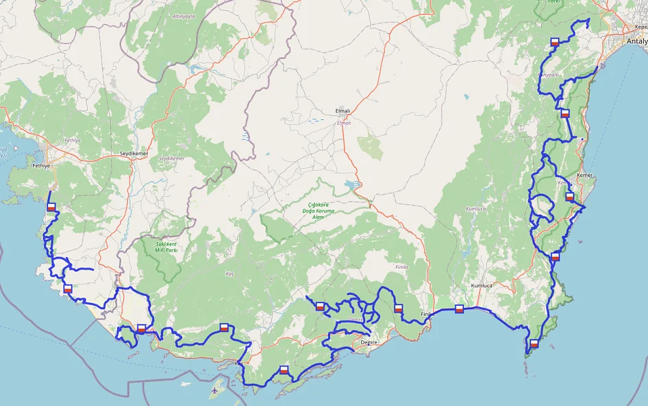 Карта Ликийской тропы